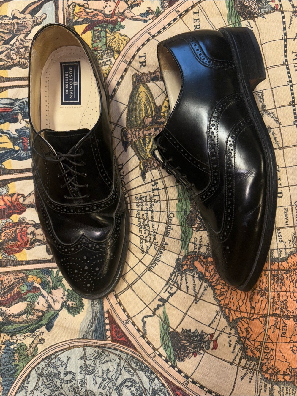 Bostonian Black Leather Brogue Derby Shoes